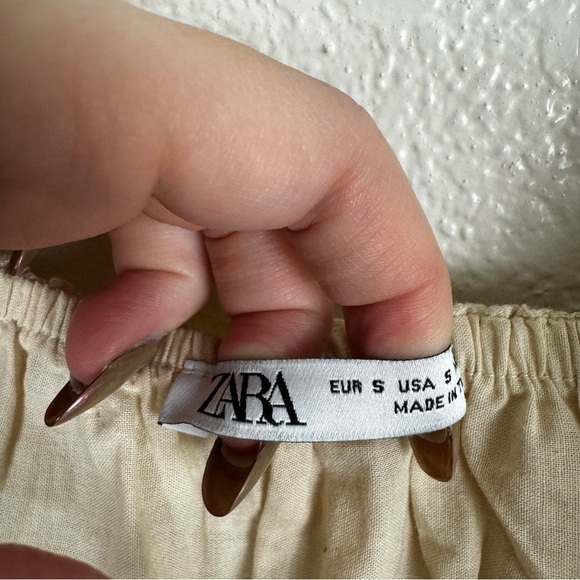 Zara Combination Strap Balloon Tank Top Cream Black Stripe Boho Size Small - Picture 3 of 6